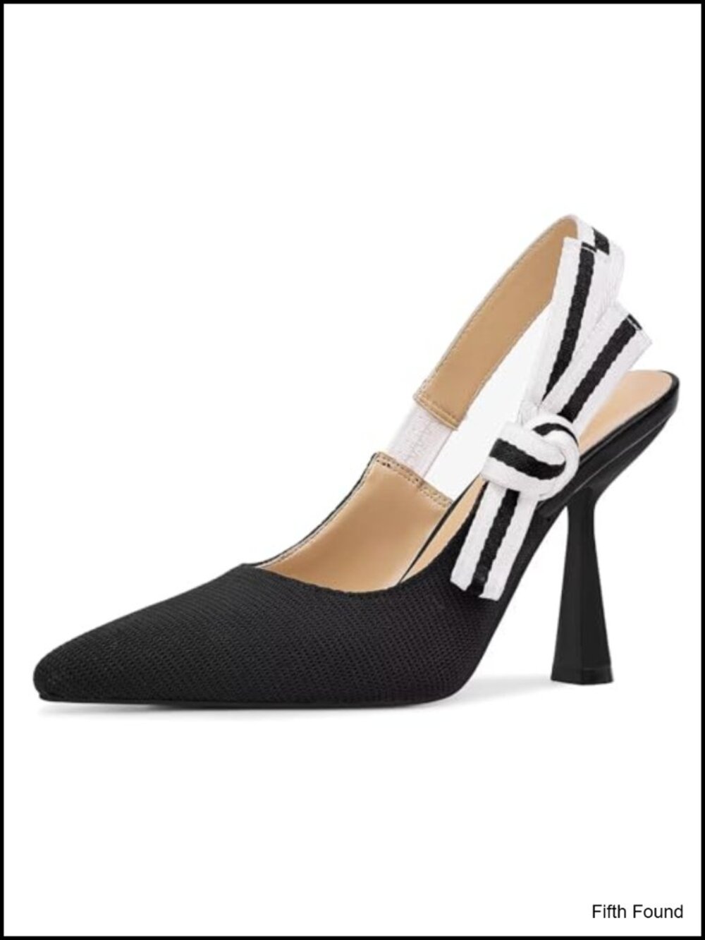 Women's Slingback Kitten Heels Pointed Toe Slip On Pumps Knitted Bow